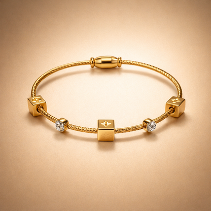 Gold Cable Charm Bracelet