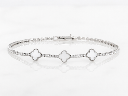Silver Clover CZ Tennis Bracelet