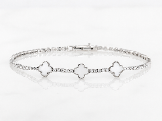 Silver Clover CZ Tennis Bracelet