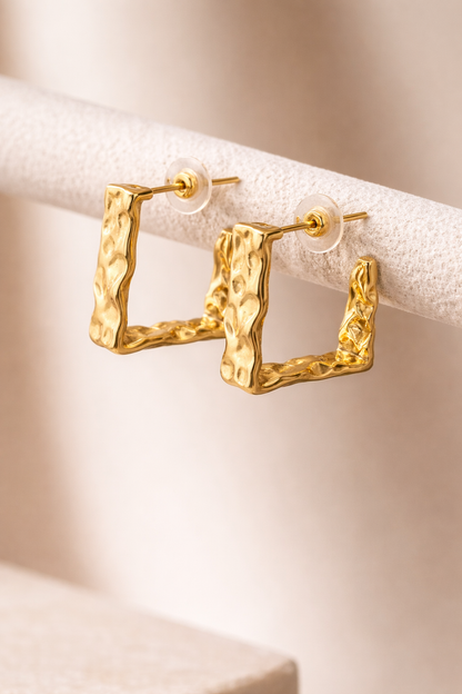 Gold Square Hoop Earrings