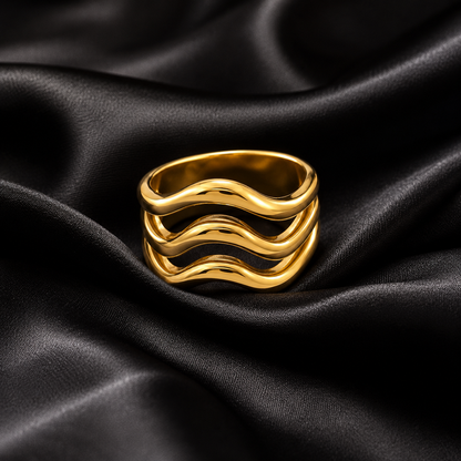 Golden Wave Statement Ring