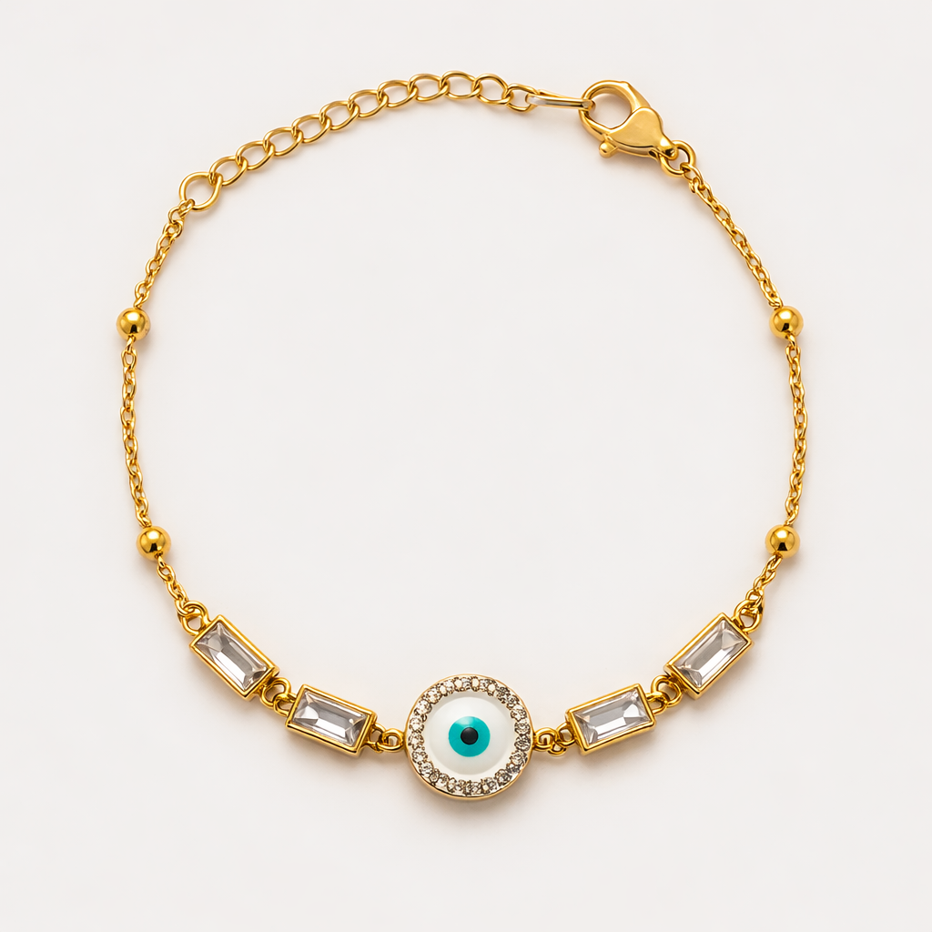 Gold Evil Eye Crystal Protection Bracelet