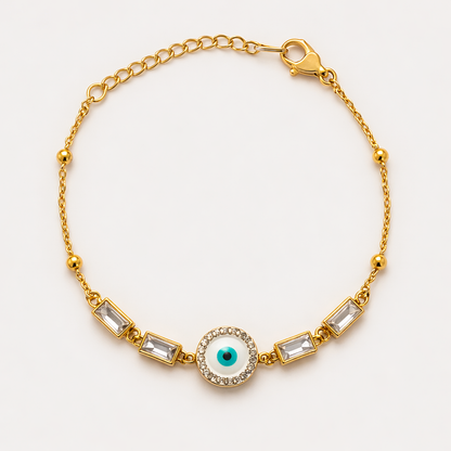 Gold Evil Eye Crystal Protection Bracelet