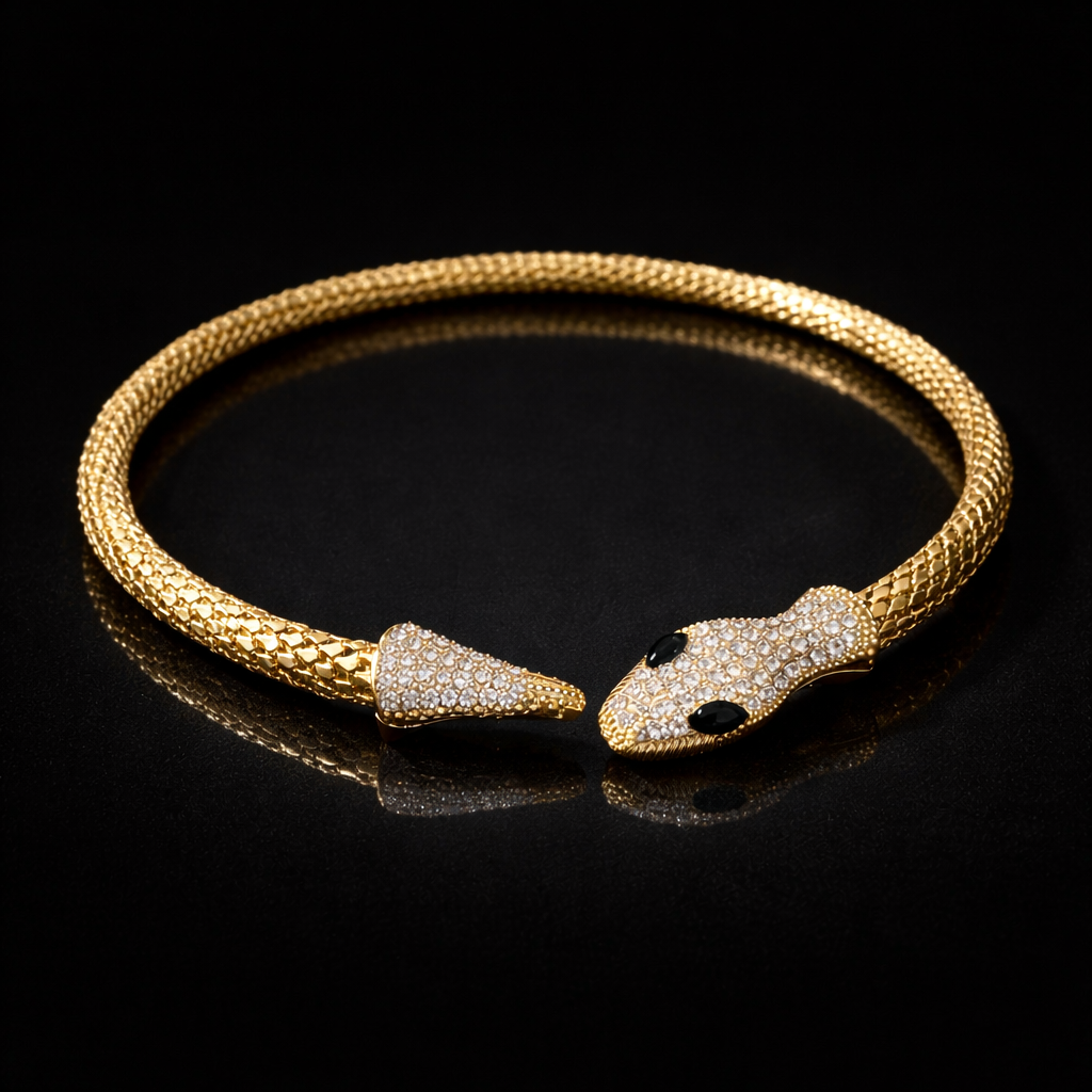 Gold Statement Snake Choker Necklace