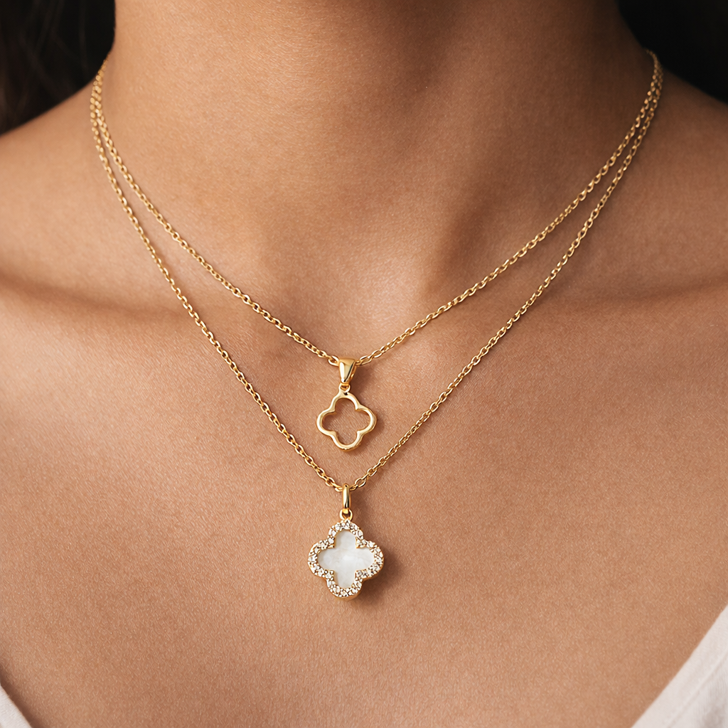 Gold Layered Clover Charm Necklace