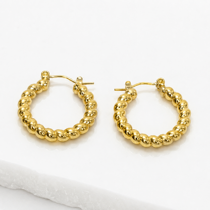 Minimal Gold Beaded Hoop Earrings