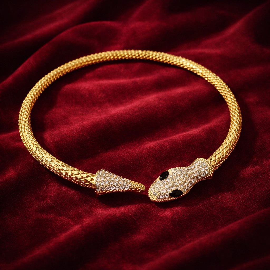 Gold Statement Snake Choker Necklace