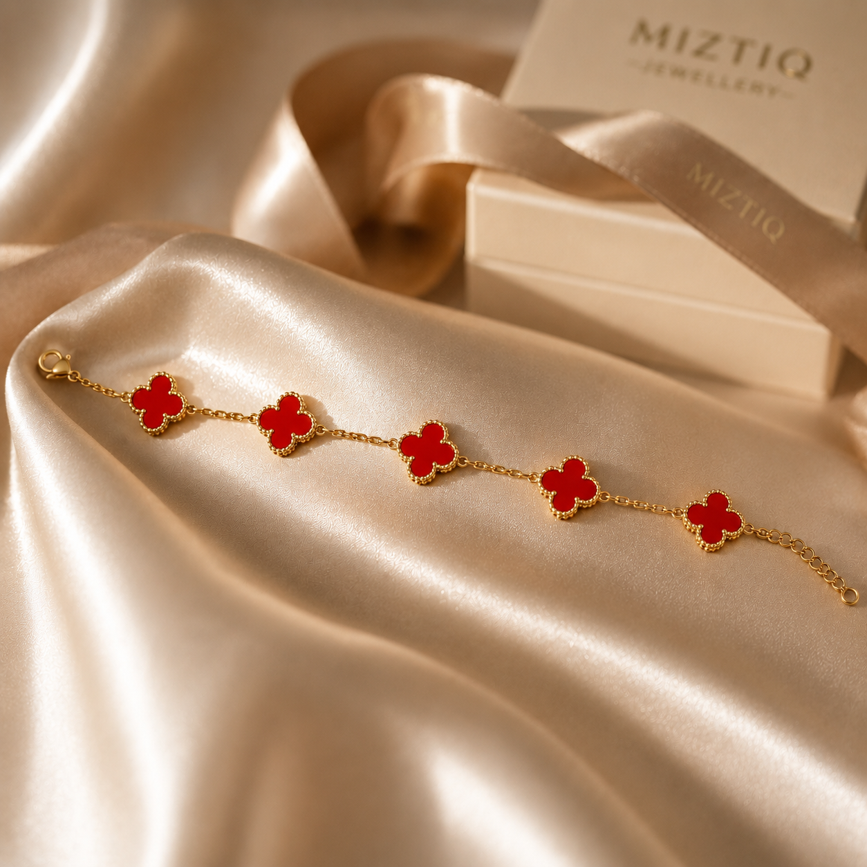 Red Clover Charm Bracelet