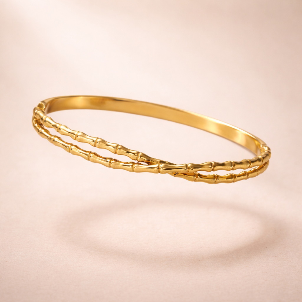 Gold Bamboo Twist Bangle