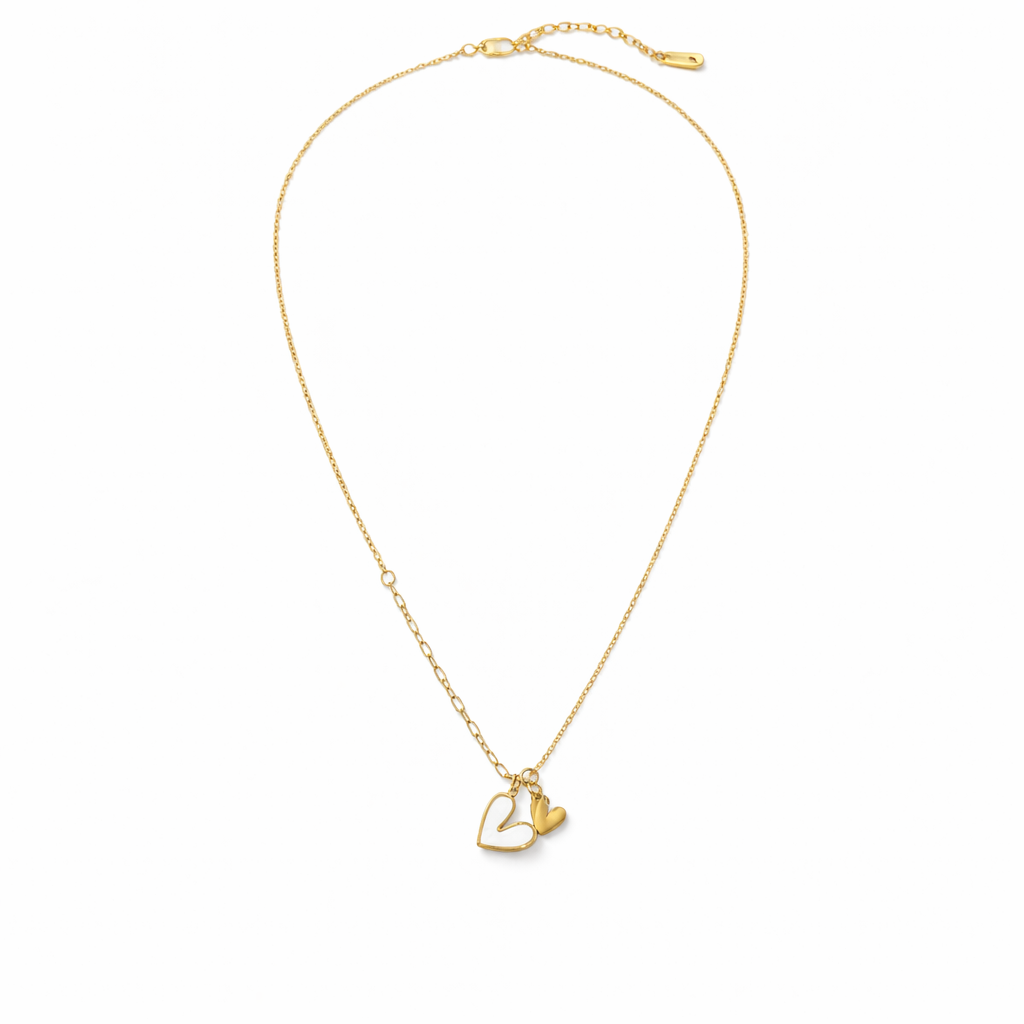 Minimal Gold Double Heart Pendant Necklace