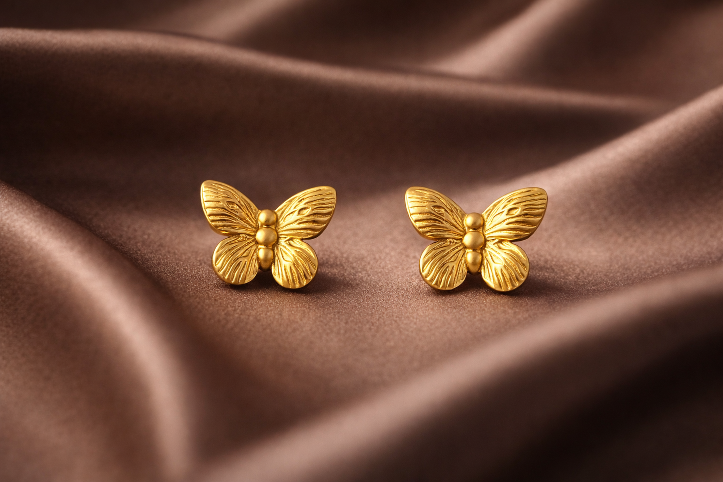 Gold Butterfly Stud Earrings