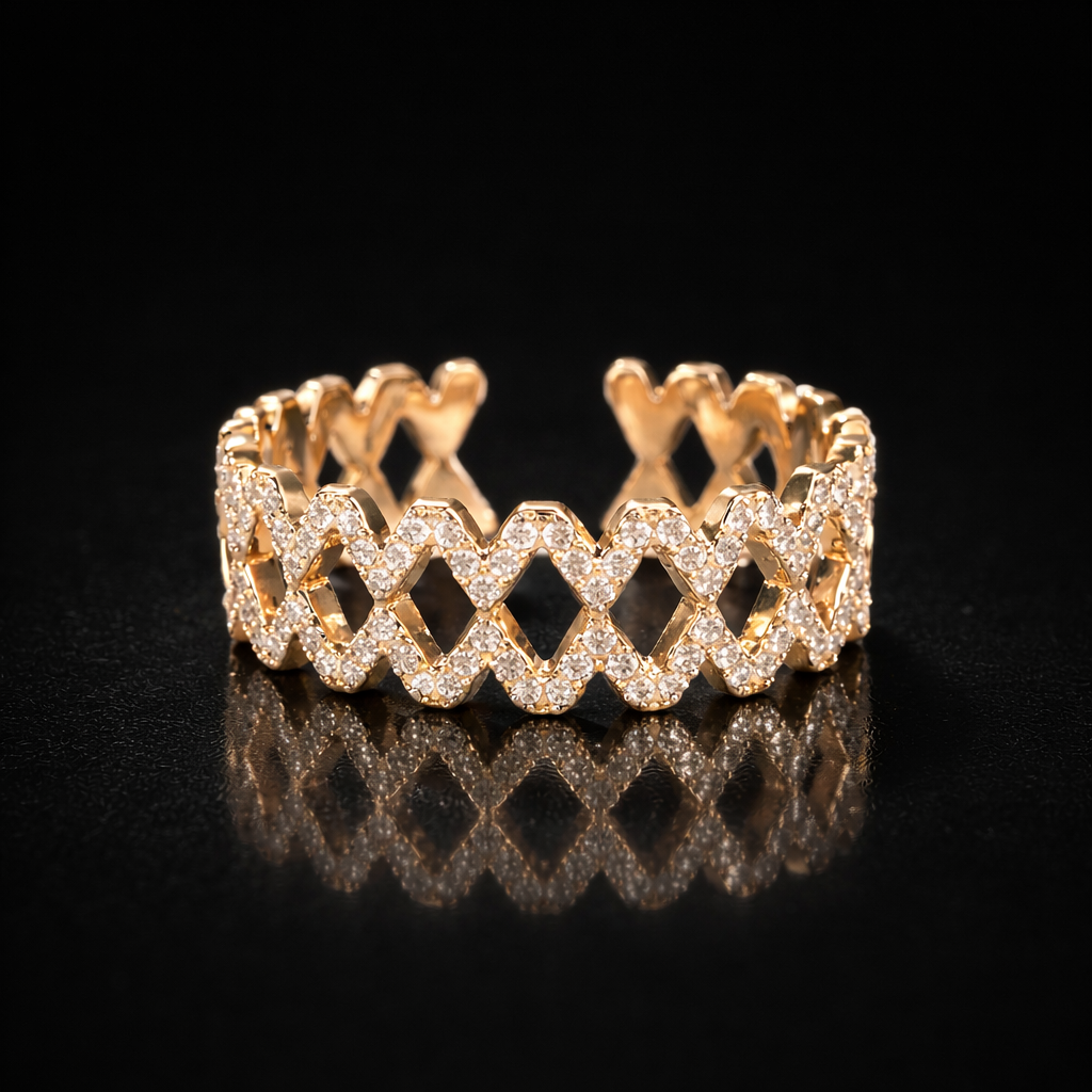 Gold Diamond Lattice Ring