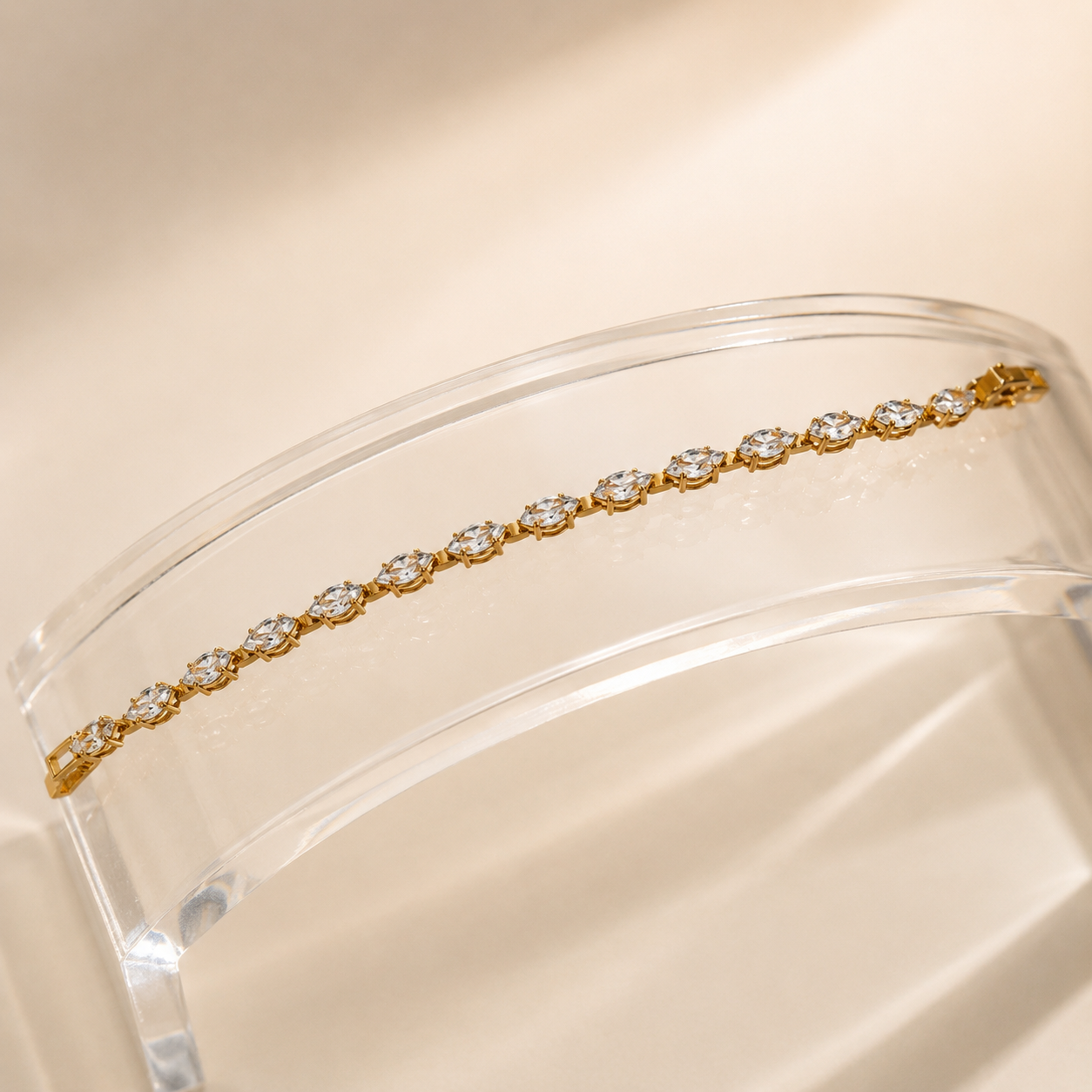 Gold Marquise CZ Tennis Bracelet