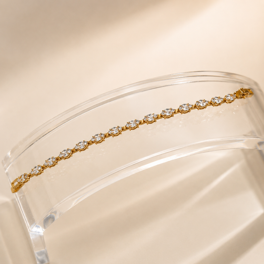 Gold Marquise CZ Tennis Bracelet
