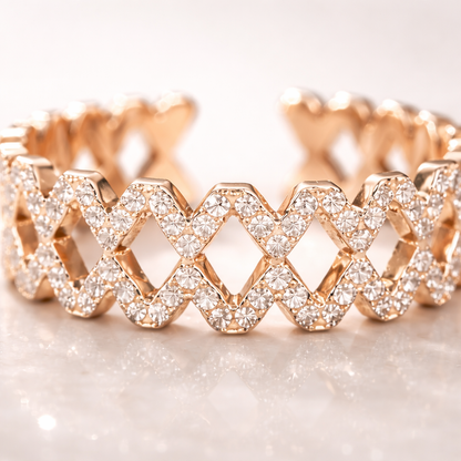 Gold Diamond Lattice Ring