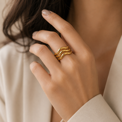 Golden Wave Statement Ring