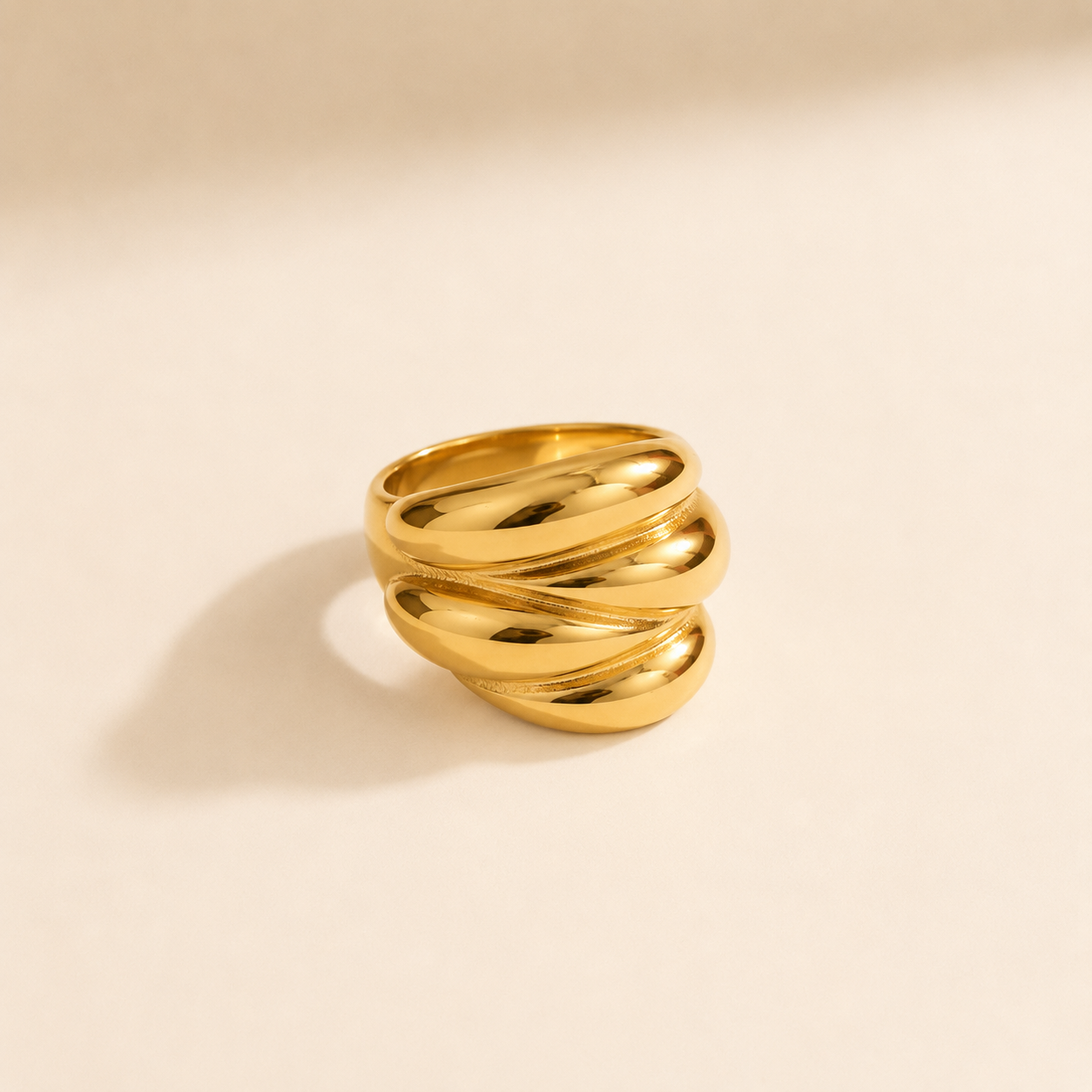 Triple Dome Gold Statement Ring
