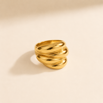 Triple Dome Gold Statement Ring