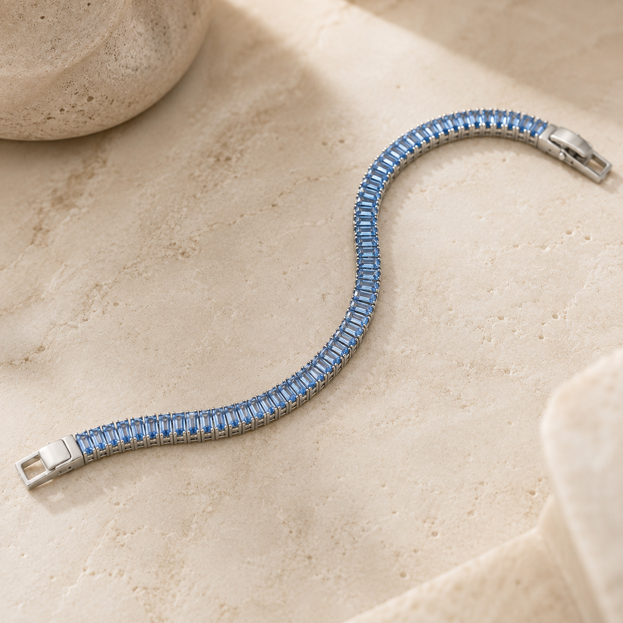 Sky Blue Baguette Tennis Bracelet