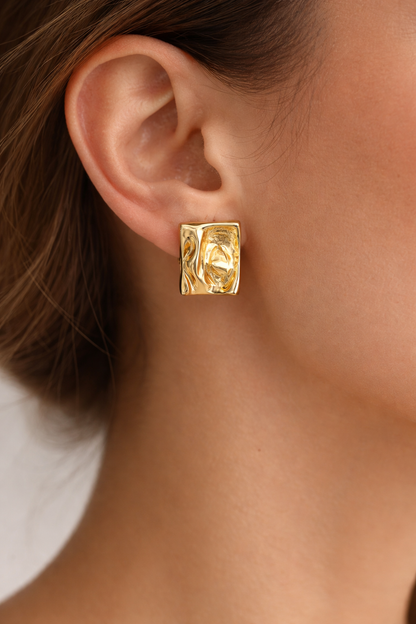 Gold Molten Stud Earrings