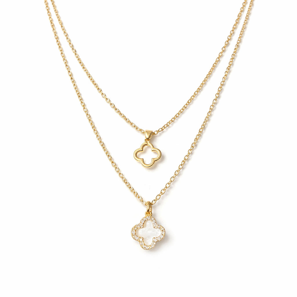 Gold Layered Clover Charm Necklace