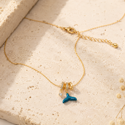 Gold Whale Tail Charm Necklace