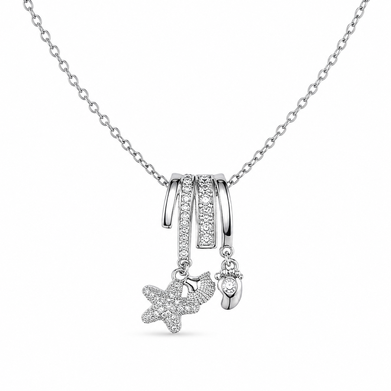 Silver Starfish Pendant Necklace