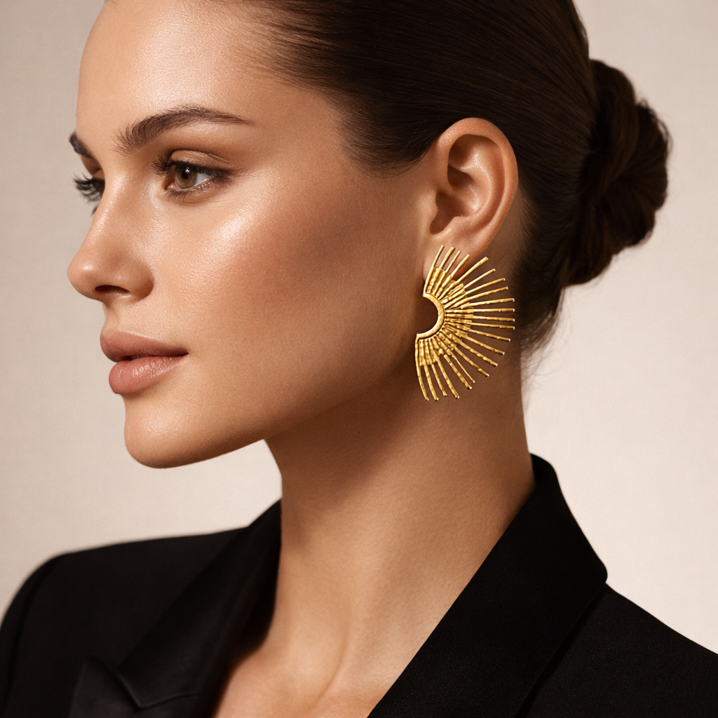 Celestial Sunray Statement Earrings