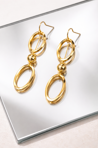 Gold Oval Drop Hoops