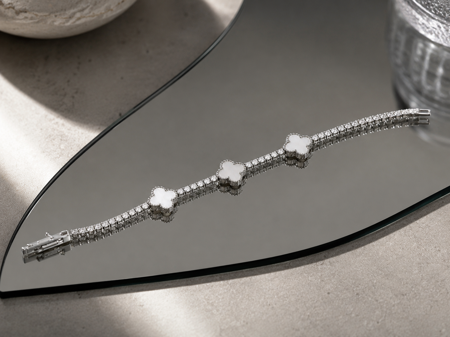 Silver Clover CZ Tennis Bracelet