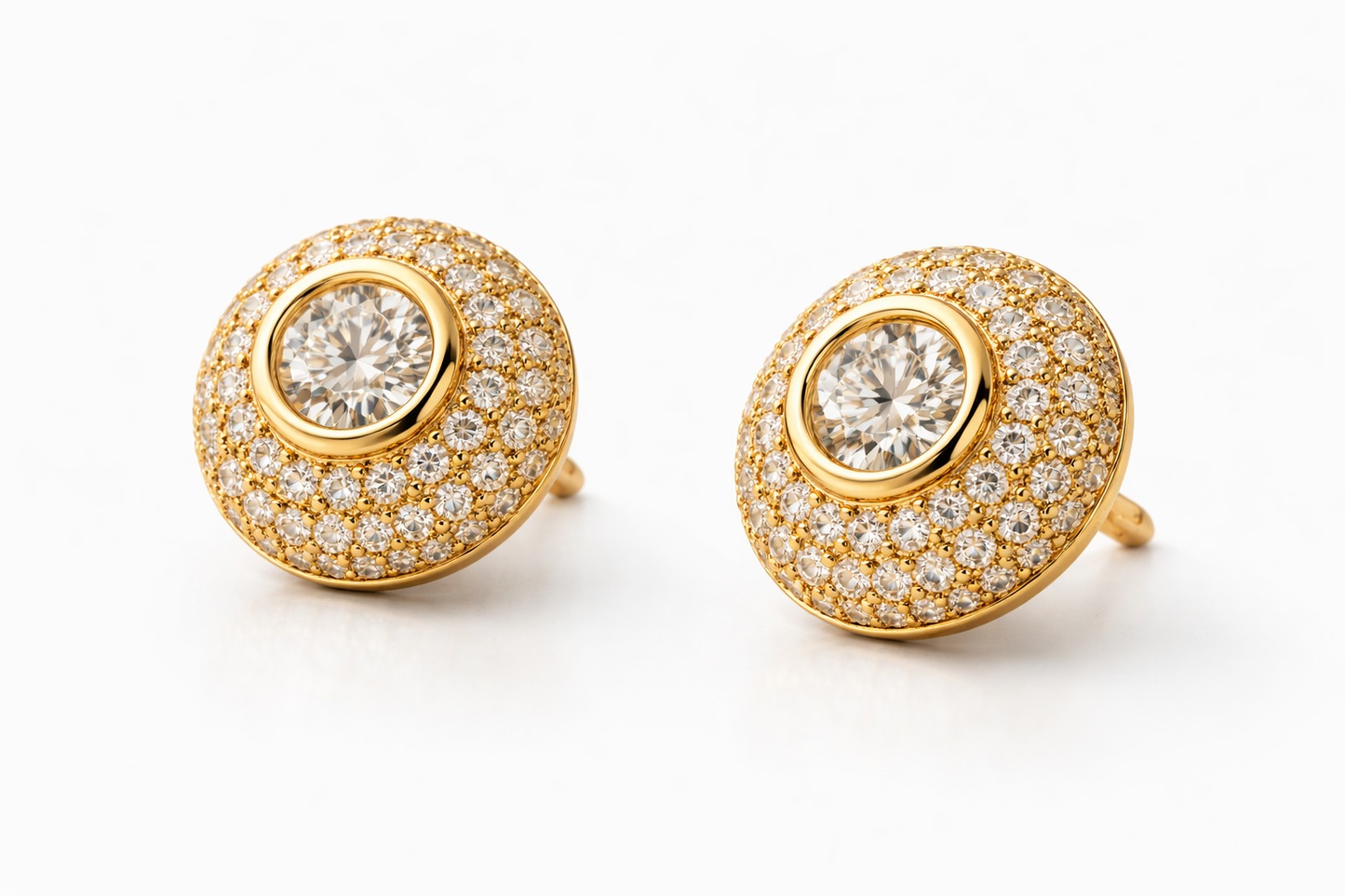 Gold Halo Crystal Stud Earrings