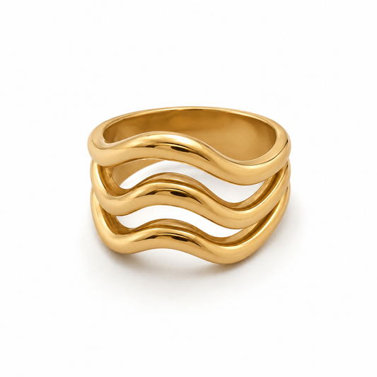 Golden Wave Statement Ring