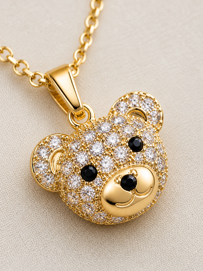 Celeste Teddy Bear Crystal Pendant Necklace