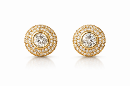 Gold Halo Crystal Stud Earrings