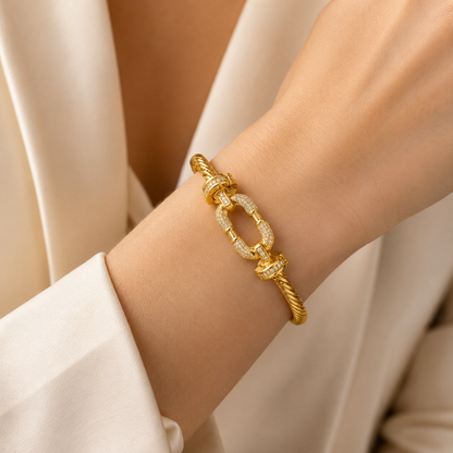 Luxe Pavé Link Cable Bangle