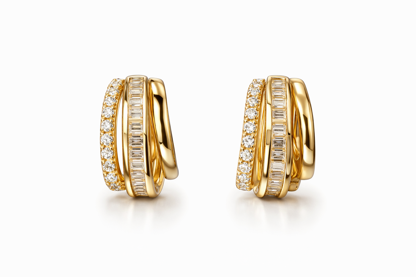 Gold Layered Crystal Hoop Earrings