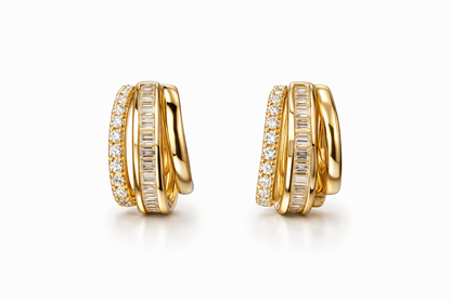 Gold Layered Crystal Hoop Earrings