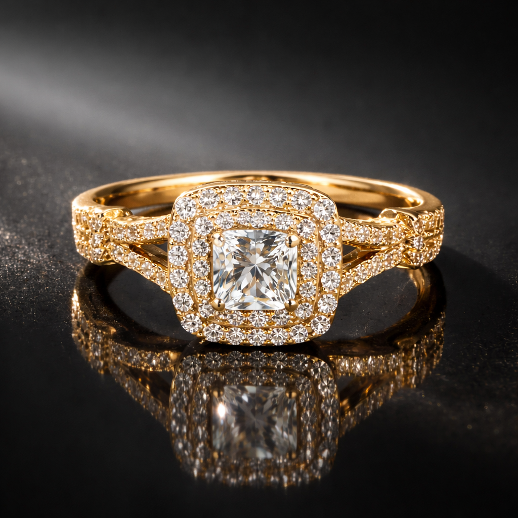 Radiant Halo Diamond Ring