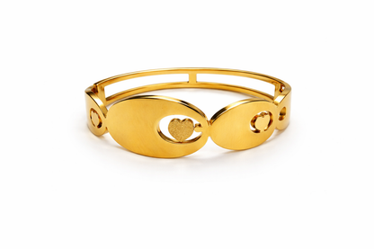 Love Heart Charm Cuff Bracelet