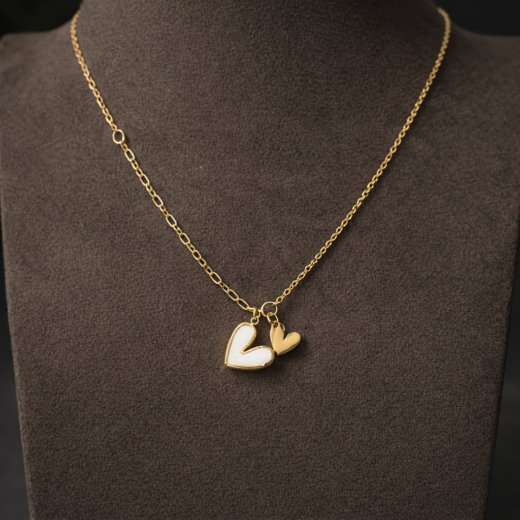 Minimal Gold Double Heart Pendant Necklace