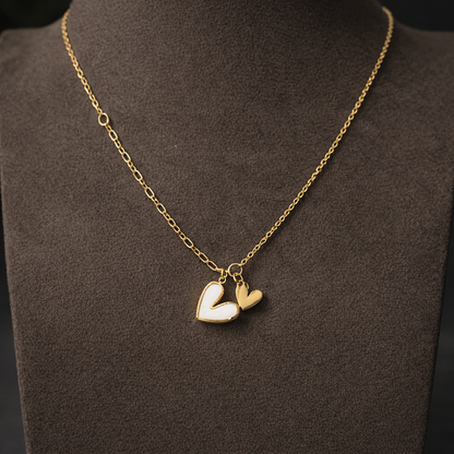 Minimal Gold Double Heart Pendant Necklace