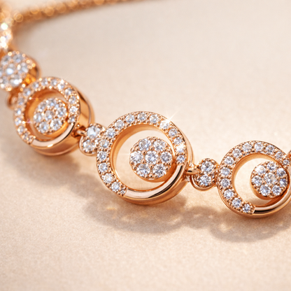 Rose Gold Pavé Circle CZ Adjustable Bracelet