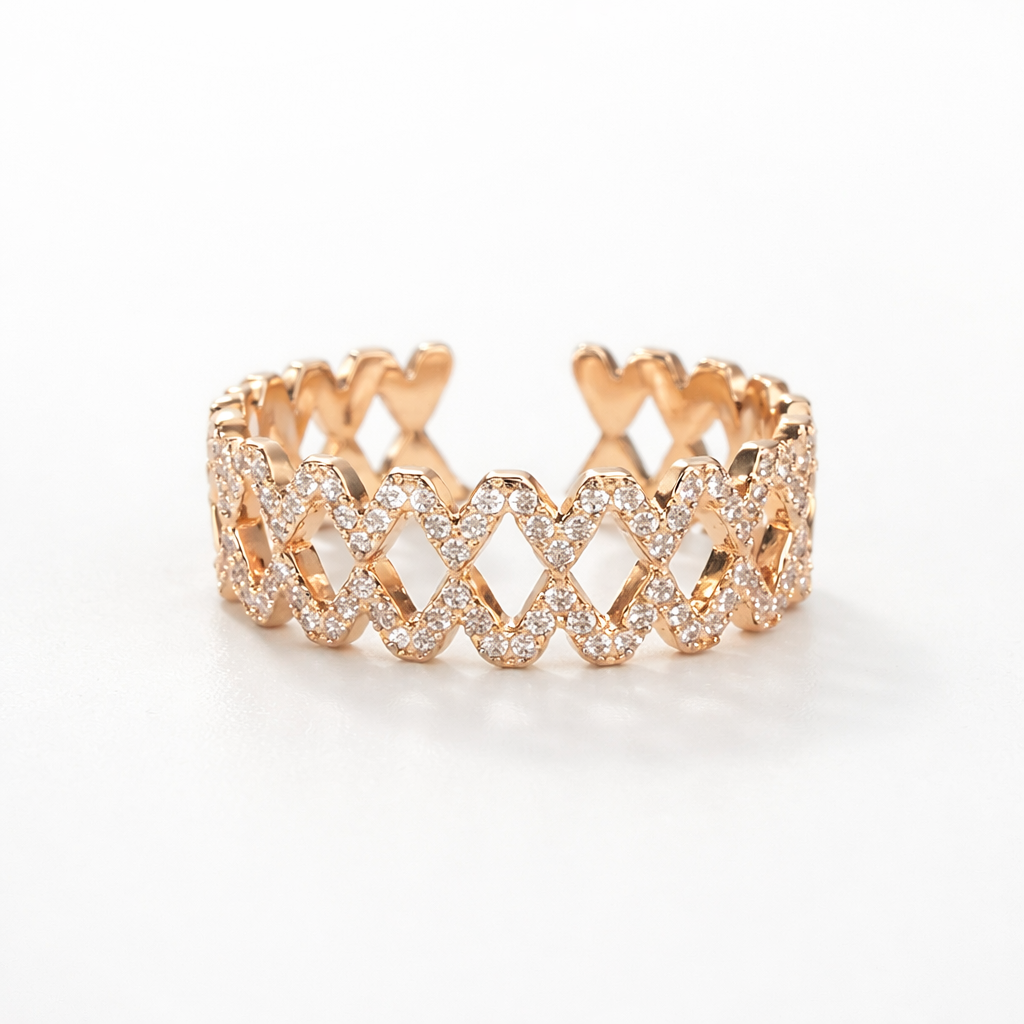 Gold Diamond Lattice Ring