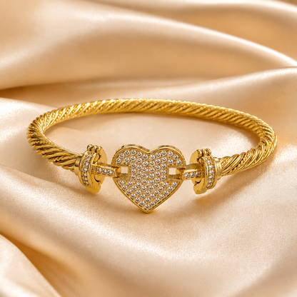 Luxe Pavé Heart Cable Bangle