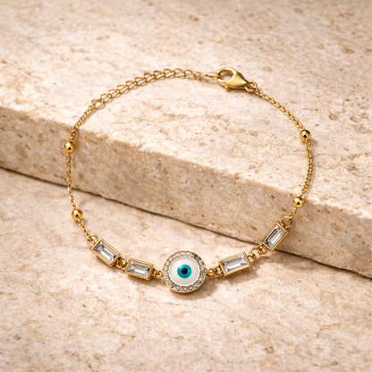Gold Evil Eye Crystal Protection Bracelet