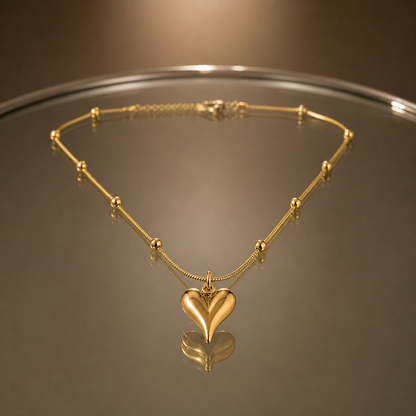 Celeste Luxe Heart Pendant Beaded Chain Necklace