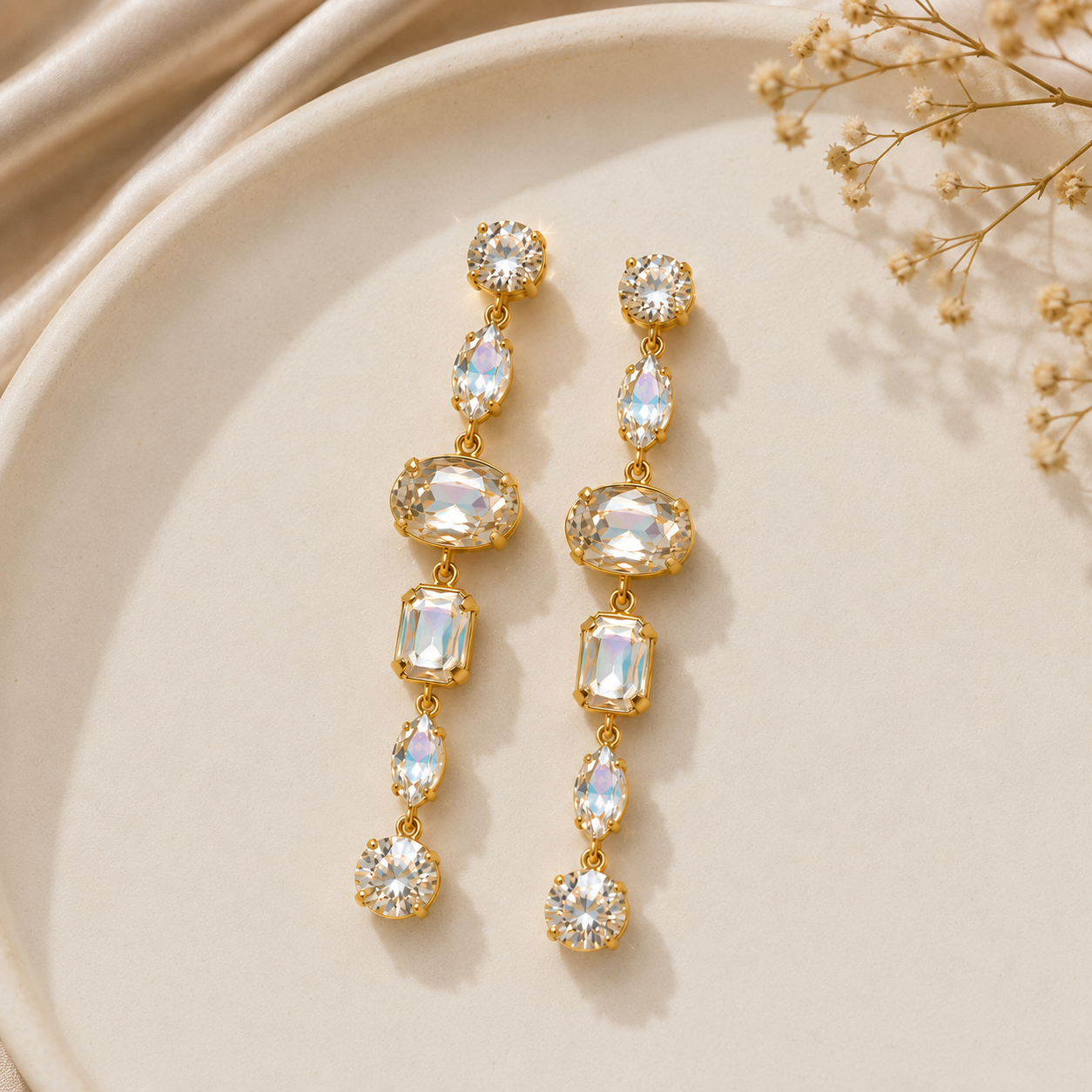 Aurora Crystal Cascade Drop Earrings