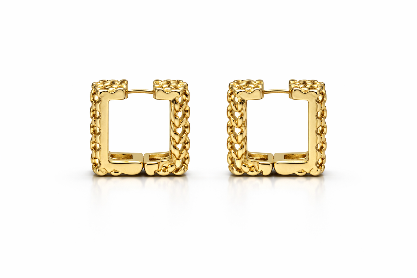 Gold Textured Square Hoop Earrings