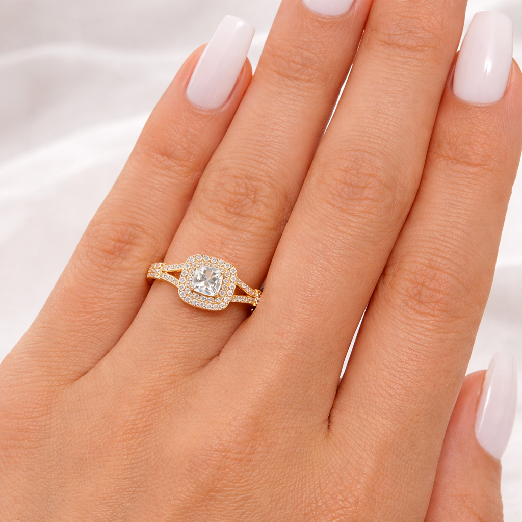 Radiant Halo Diamond Ring