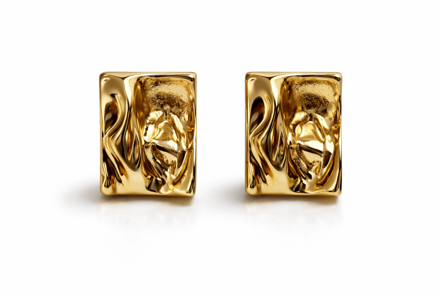 Gold Molten Stud Earrings